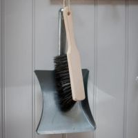 Household Steel & Wood Dustpan with Brush