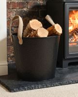 Small Black Contemporary Dotted Log Basket Digital Illustration