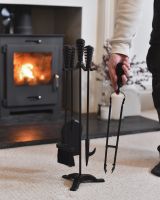 Scale image of black fireside companion set