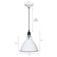 Dimensions of the Enamel & Steel White Hanging Bowl Light