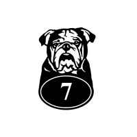 English Bulldog Iron House Number Sign On White Background 