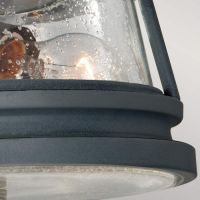 Ernest Flush Ceiling Lantern in Dark Grey Glass Close Up Detail