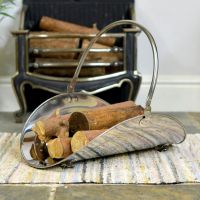 "Evington" Polished Chrome Curved Log Basket 