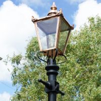 Close-up of the Copper Victorian Lantern on the Lamp Post Set