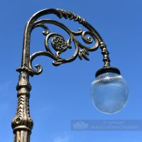 Extra Tall Gold Lamp Post With Ornate Swan neck arm
