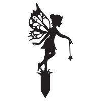 Fairy With Wand Silhouette in a Black Finish