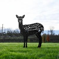 Black Fallow Doe Silhouette in Grounds 
