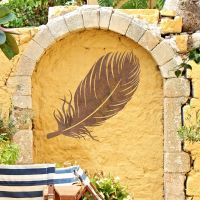 Feather Wall Art in Use in the Garden