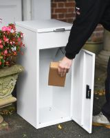 Felton white free standing parcel box front