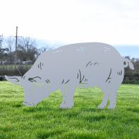 Silver Female Pig Silhouette 