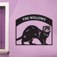 Steel Ferret House Name Sign On Pink Wall 