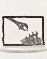 "Fledgling"s Feast - Framed" Recycled Metal Sculpture