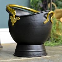 "Countess" Coal Bucket Finished in a Black & Brass