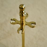 Close up of Polished Brass Companion Set Tool Stand Close up of Polished Brass Companion Set Tool Stand
