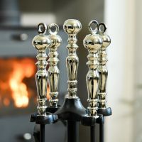 Close up of Nickel Handles on Companion Set 