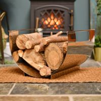 Stainless Steel Curved log holder infront of fire