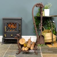 Side View of the "Downton Abbey" Rustic Brown Log Store & Tools