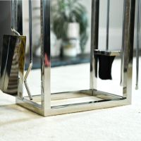 Close up of Stainless Steel Thorrum Grange Log Holder & Companion Set Close up of Stainless Steel Thorrum Grange Log Holder & Companion Set