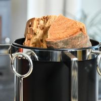 Close up of Cylindrical Coal Holder and Companion Set Hook Close up of Cylindrical Coal Holder and Companion Set Hook