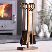 Midleton Hammered Antique Brass Companion Set in Situ 