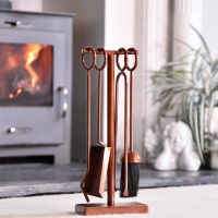 Antique Copper Hammered Companion Set Antique Copper Hammered Companion Set