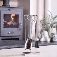 Polished Steel Companion Set in Living Room Setting