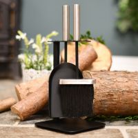 Black & brushed steel fireside brush & pan set Black & brushed steel fireside brush & pan set