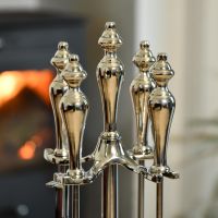 Close up of Polished Steel Urn Handles 