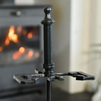 Close up of Black Victorian Companion Set Stand 