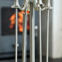 Close up of Matte Pewter Companion Set Tools 