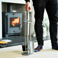 Modern Brushed Pewter Companion Set with Male for Scale 