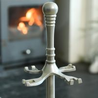 Close up of Brushed Pewter Companion Set Stand 