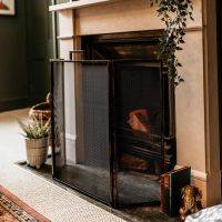 Contemporary Brushed Gold Fire Guard Contemporary Brushed Gold Fire Guard