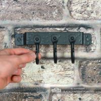 3 Hook "Blacksmith Style" Wall Mounted Fireside Tool Rack to Scale