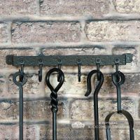 6 Hook "Blacksmith Style" Wall Mounted Fireside Tool Rack in Situ on the Wall holding tools