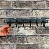 6 Hook "Blacksmith Style" Wall Mounted Fireside Tool Rack to Scale