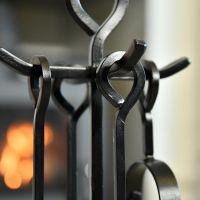 Close up of Iron Ring Handles on Companion Set  Close up of Iron Ring Handles on Companion Set