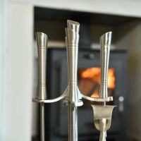 Close up of Pewter Finish Tool Set Handles 