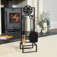 Black Deluxe Iron Companion Set in Living Room 
