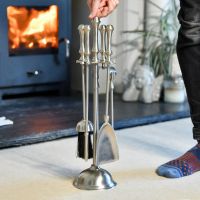 Traditional Polished Pewter Companion Set to Scale Traditional Polished Pewter Companion Set to Scale