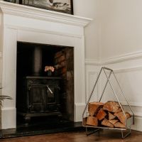Teepee Log Basket insitu of Living Room 