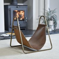 Steel & Leather Log Holder without Logs