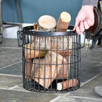 Black Wirework Fireside Log Basket to Scale Black Wirework Fireside Log Basket to Scale
