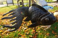 Cast Aluminium Multicoloured Fish on Spikes