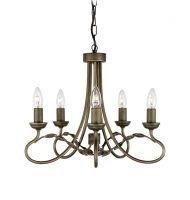 "Midendale Manor" Five Bulb Burnished Gold Leaf Design Chandelier "Midendale Manor" Five Bulb Burnished Gold Leaf Design Chandelier