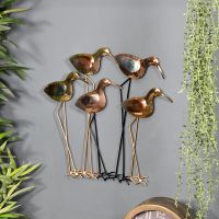 Five Wading Birds Wall Art in a Copper and Brass Finish Five Wading Birds Wall Art in a Copper and Brass Finish