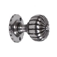 Flat Flower Antique Silver Door Knob Set