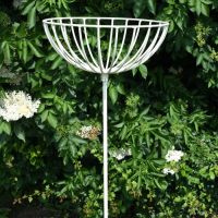 Flower Basket on Spike Finished in Cream Flower Basket on Spike Finished in Cream