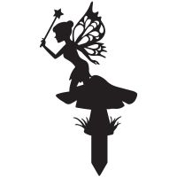 Flower Fairy With Wand Silhouette in a Black Finish Flower Fairy With Wand Silhouette in a Black Finish