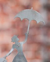 Flying Nanny Artistic Plant Pot Spike - Set of Two close up of umbrella